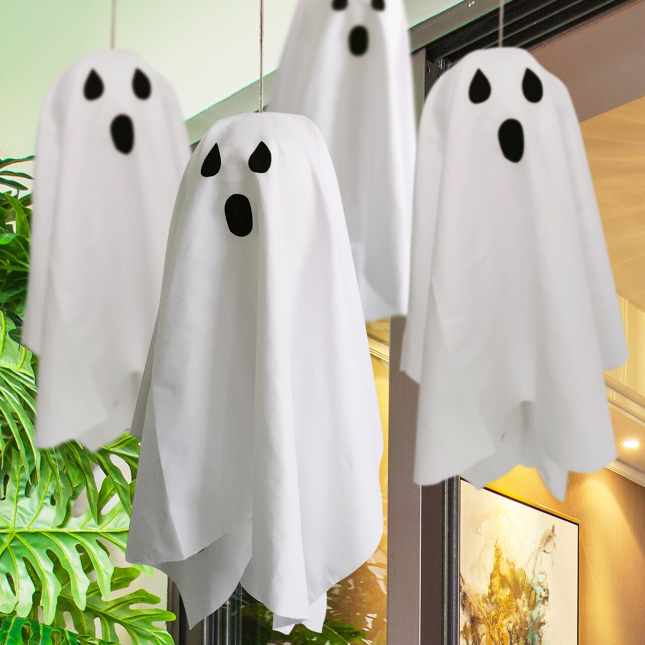 Halloween Hanging Ghost Decoration Outdoor Hanging White Ghost Haunted House Prop For Spooky Halloween Scene Decor